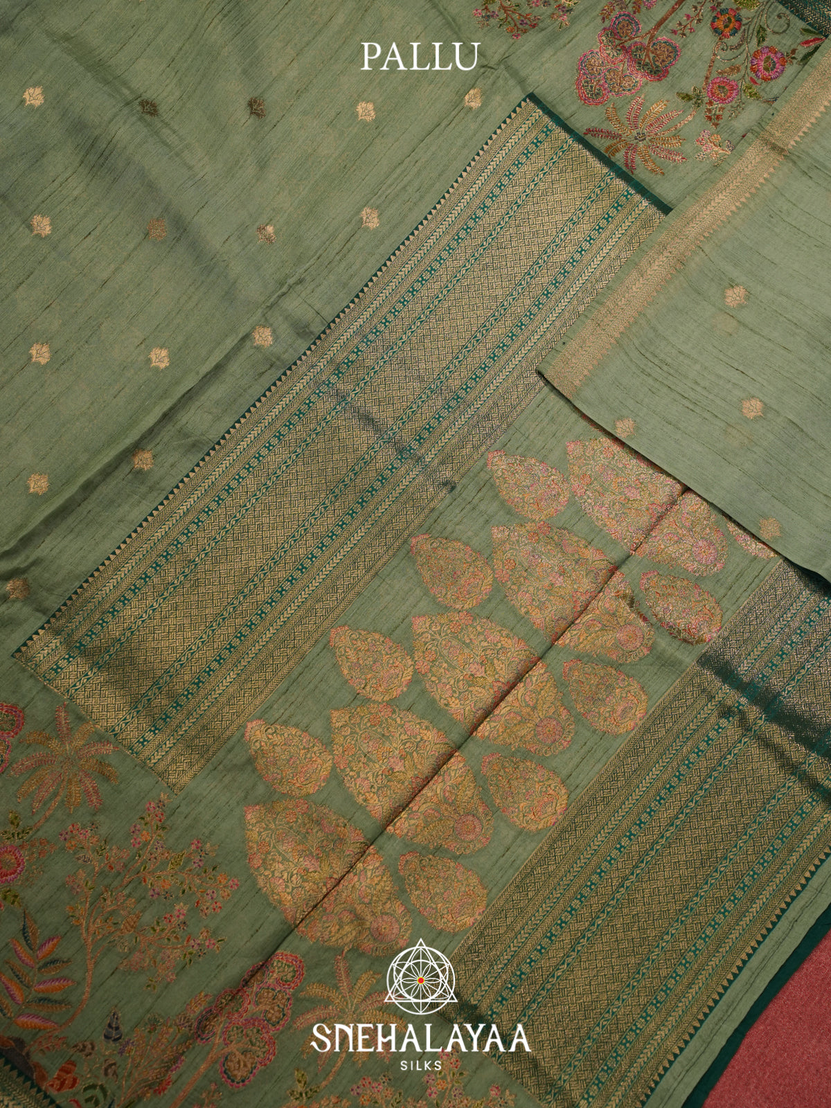 Olive Green Banaras Saree