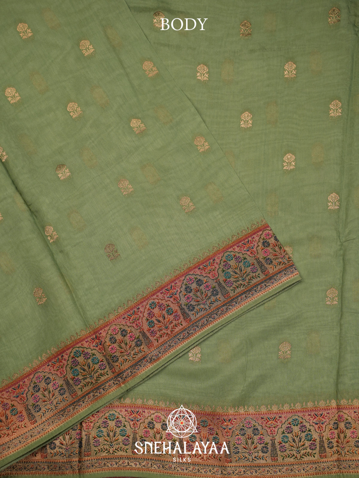 Olive Green Banaras Saree