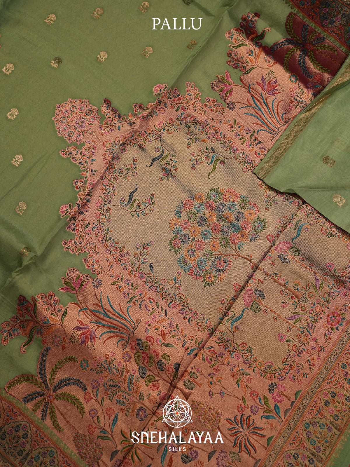 Olive Green Banaras Saree