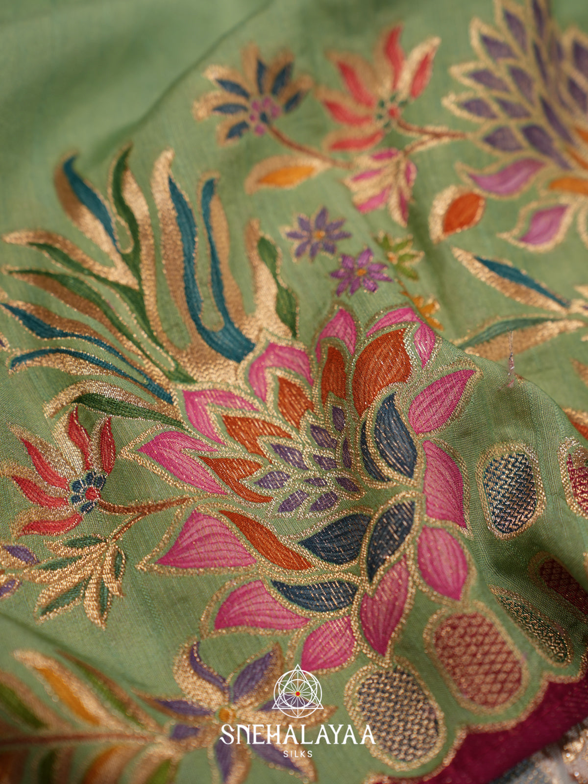 Olive Green Banaras Saree