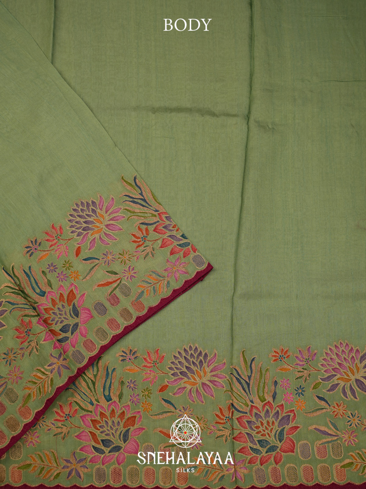 Olive Green Banaras Saree