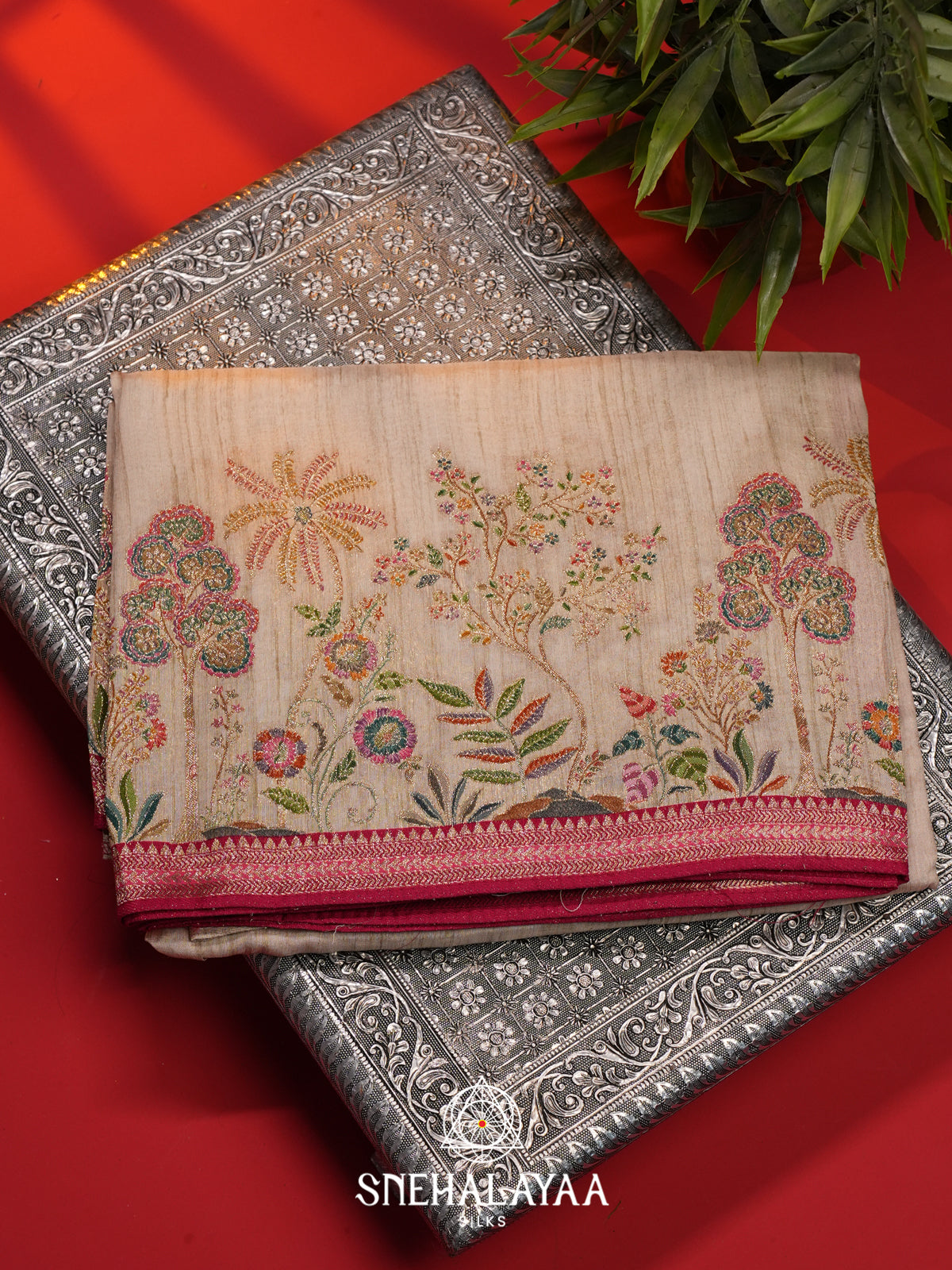 Beige Banaras Saree