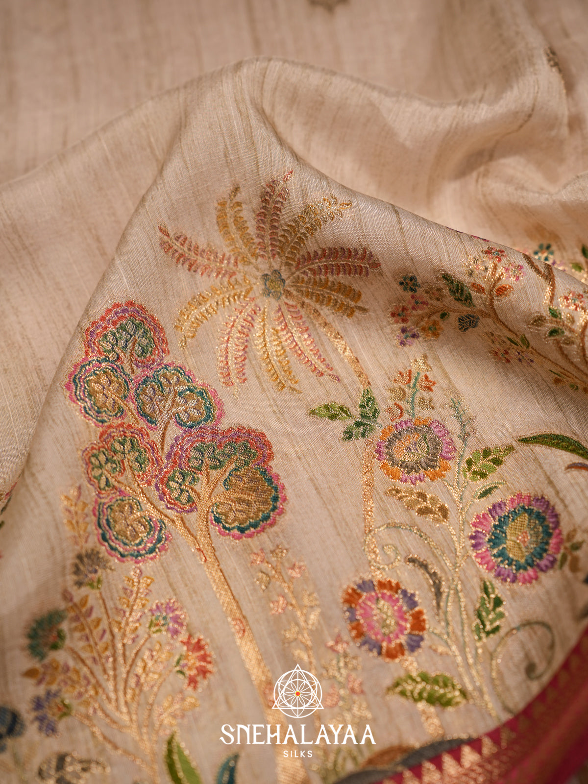 Beige Banaras Saree