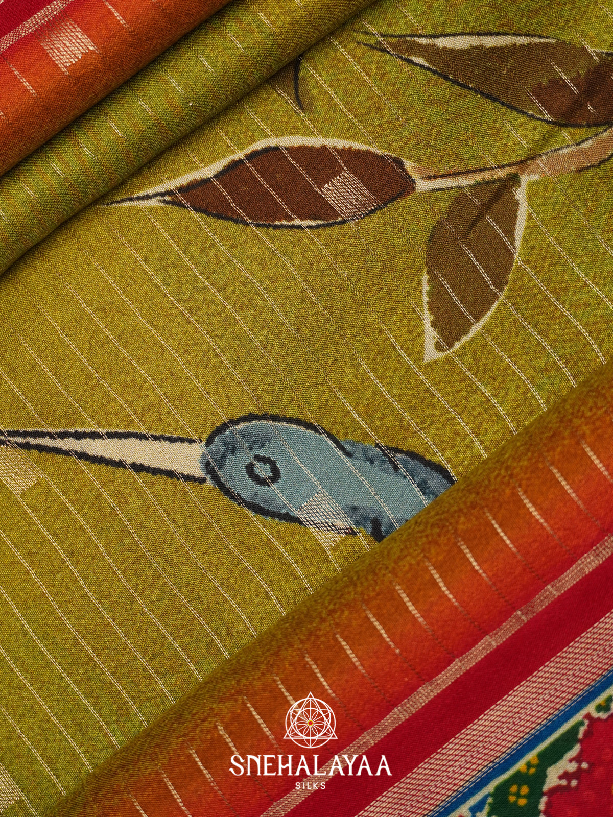 Olive Green  Semi Crepe Silk Saree