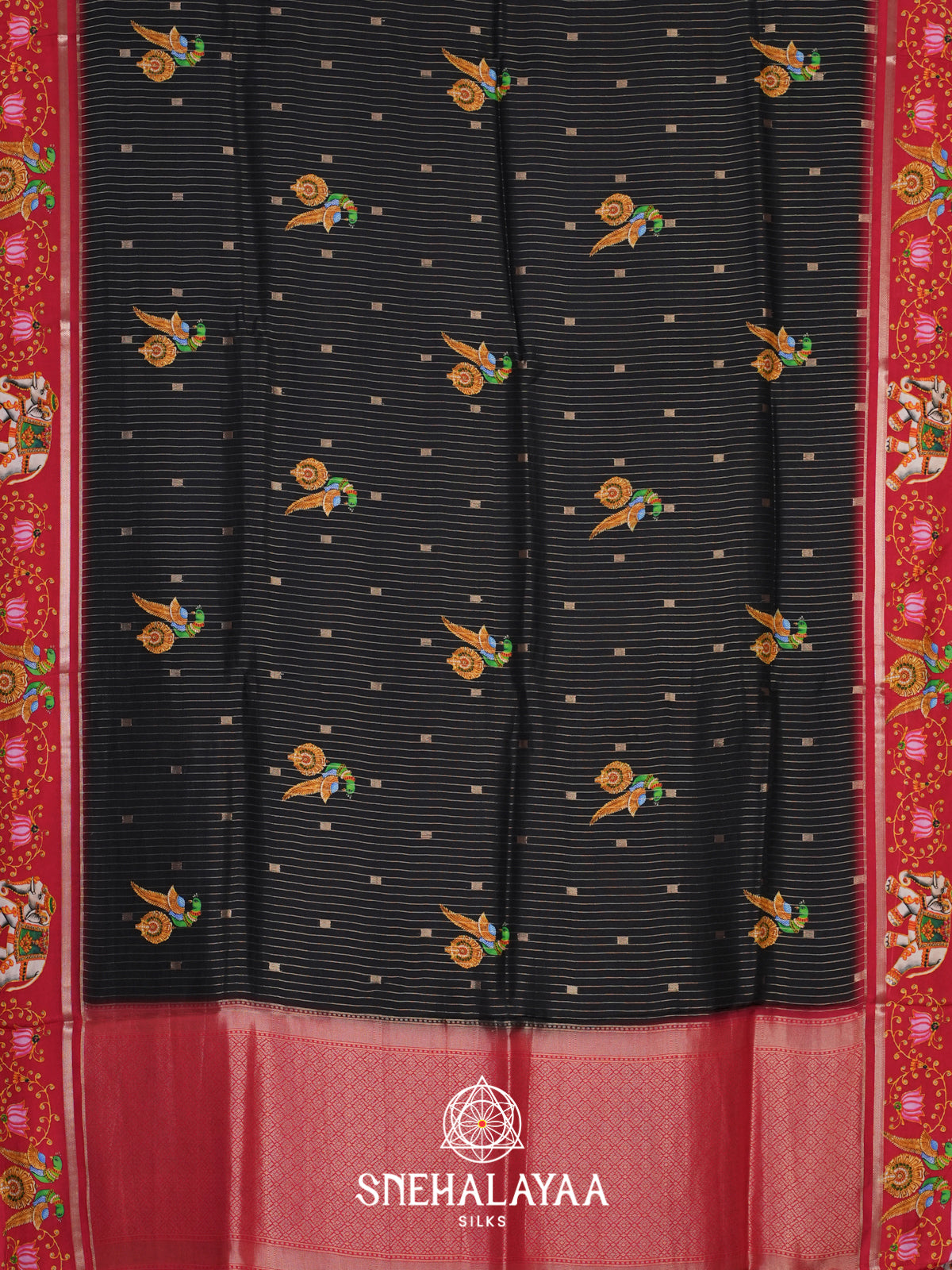 Black  Semi Crepe Silk Saree