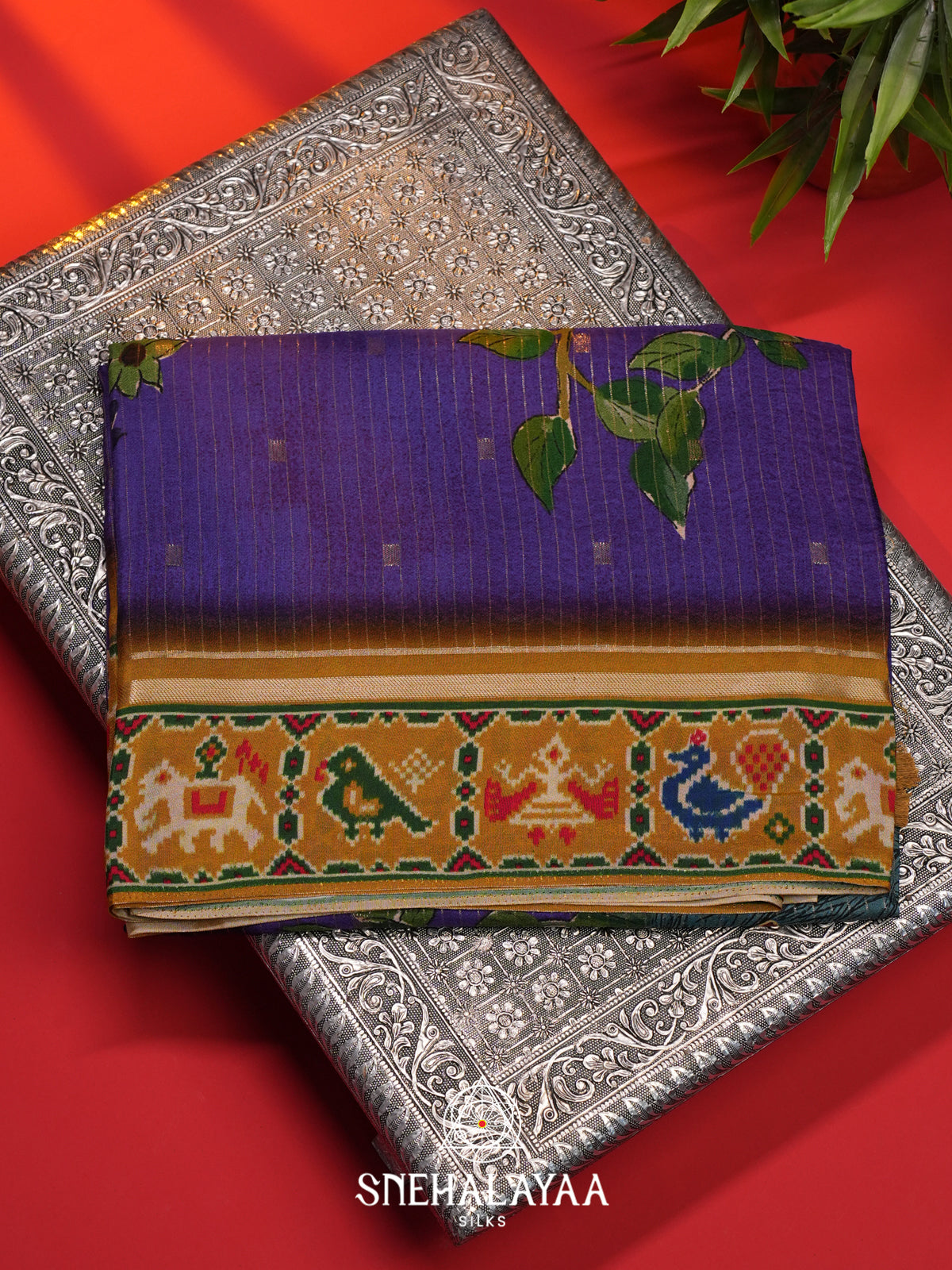 Violet  Semi Crepe Silk Saree