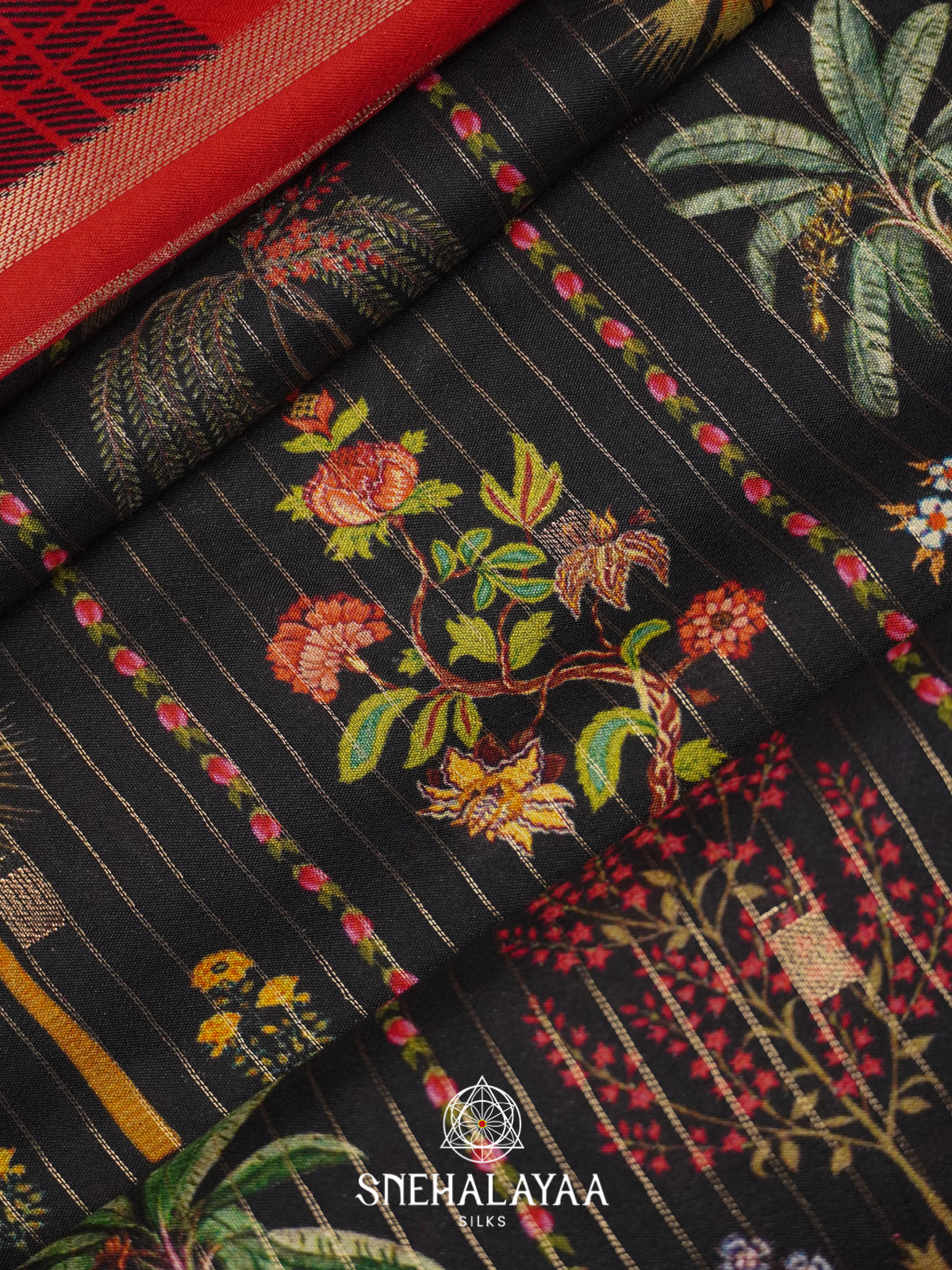 Black  Semi Crepe Silk Saree