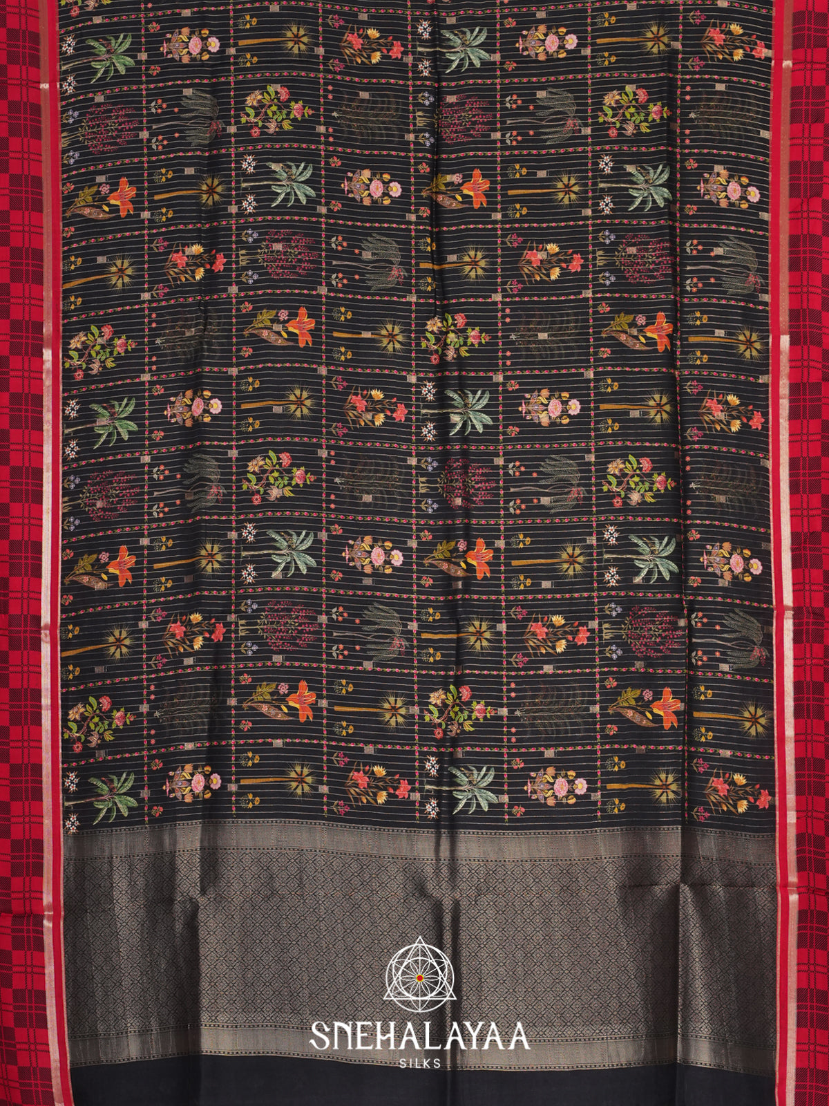 Black  Semi Crepe Silk Saree