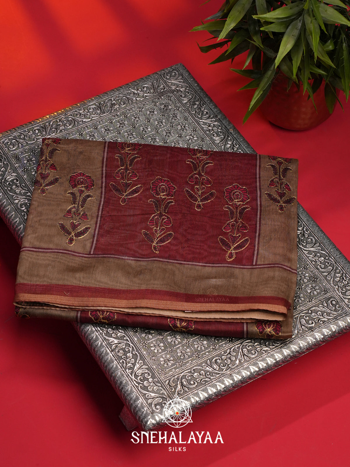 Brown Chanderi Saree