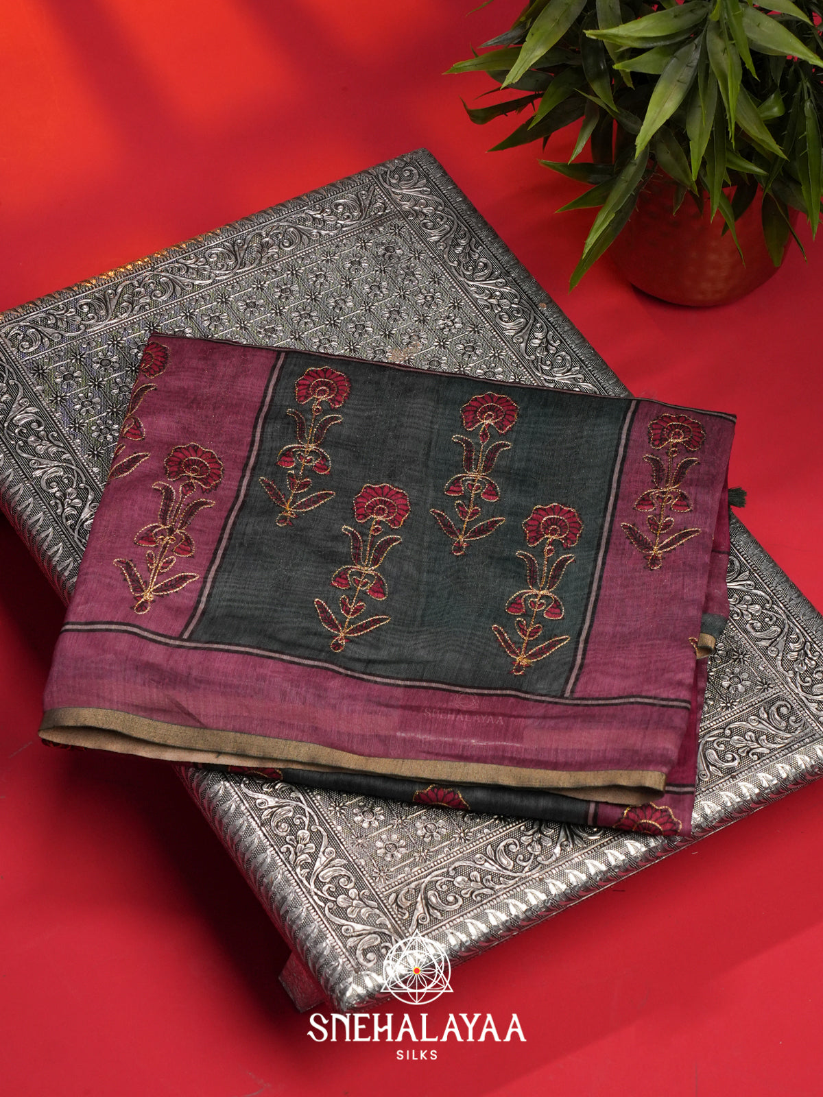 Grey Chanderi Saree
