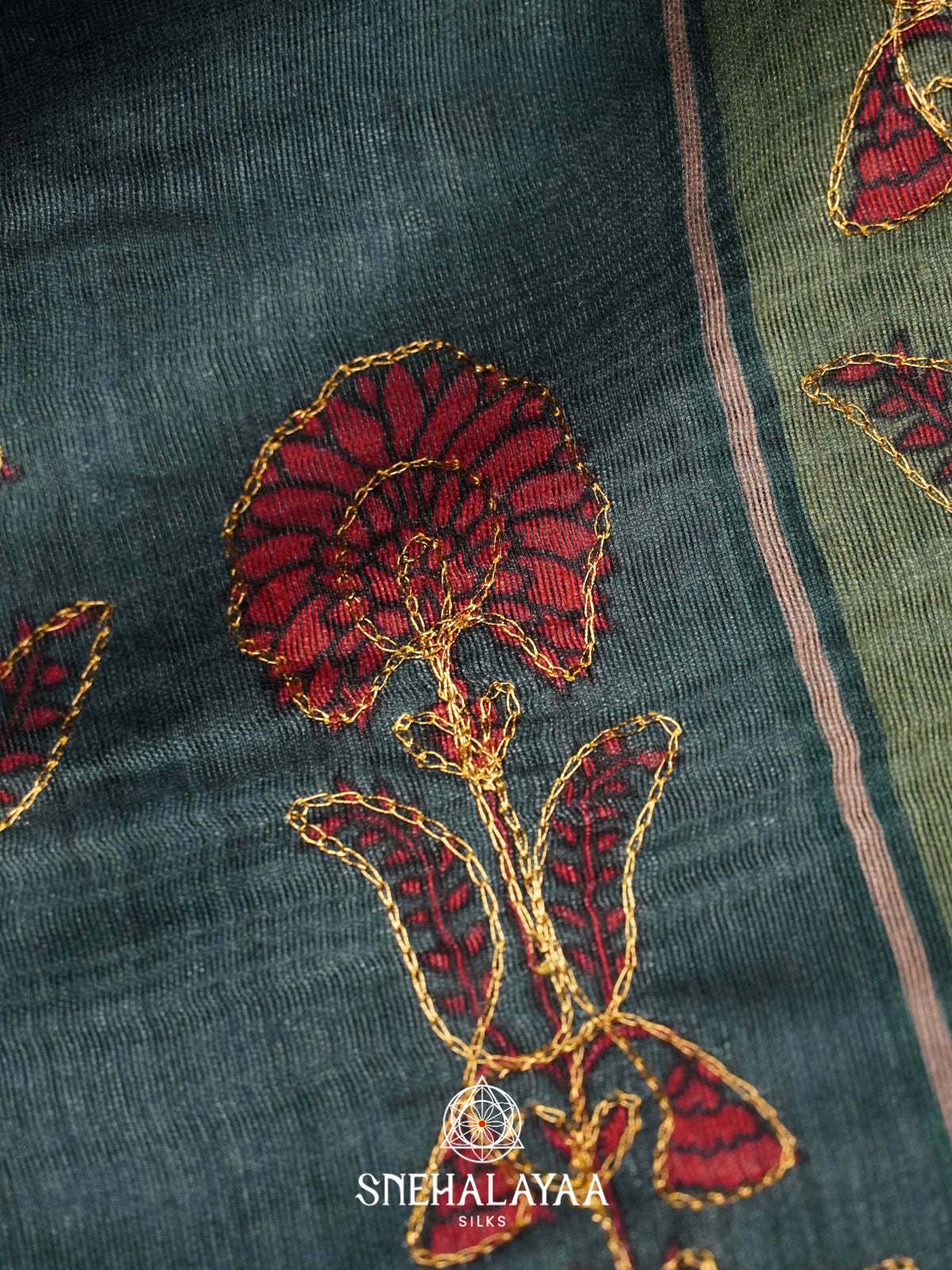 Ash Green Chanderi Saree