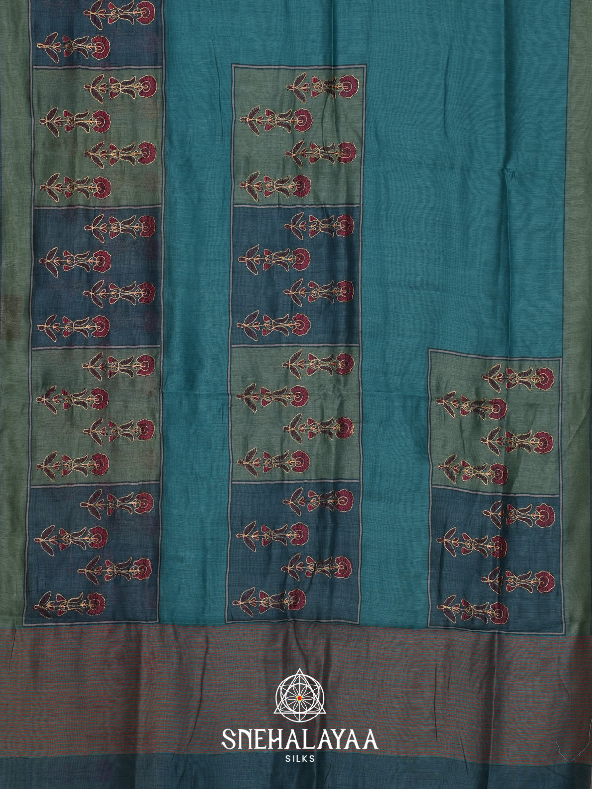 Ash Green Chanderi Saree