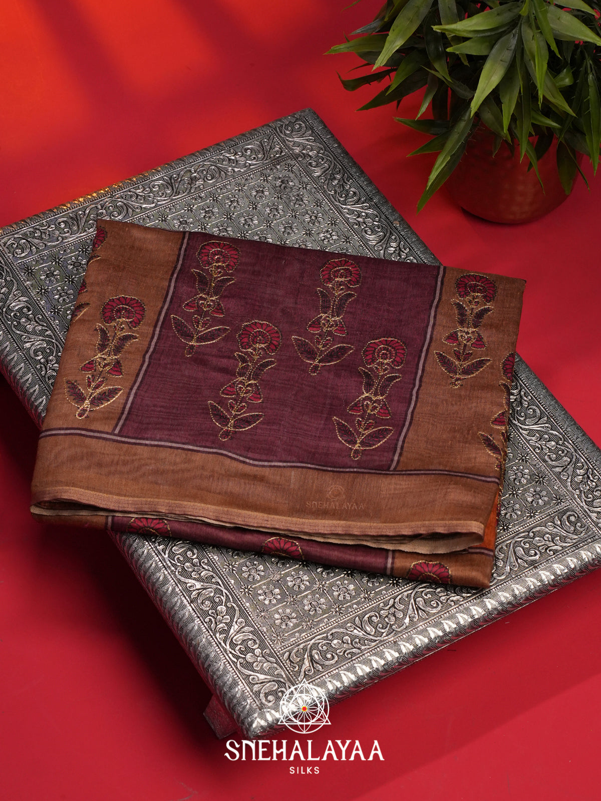 Brown Chanderi Saree