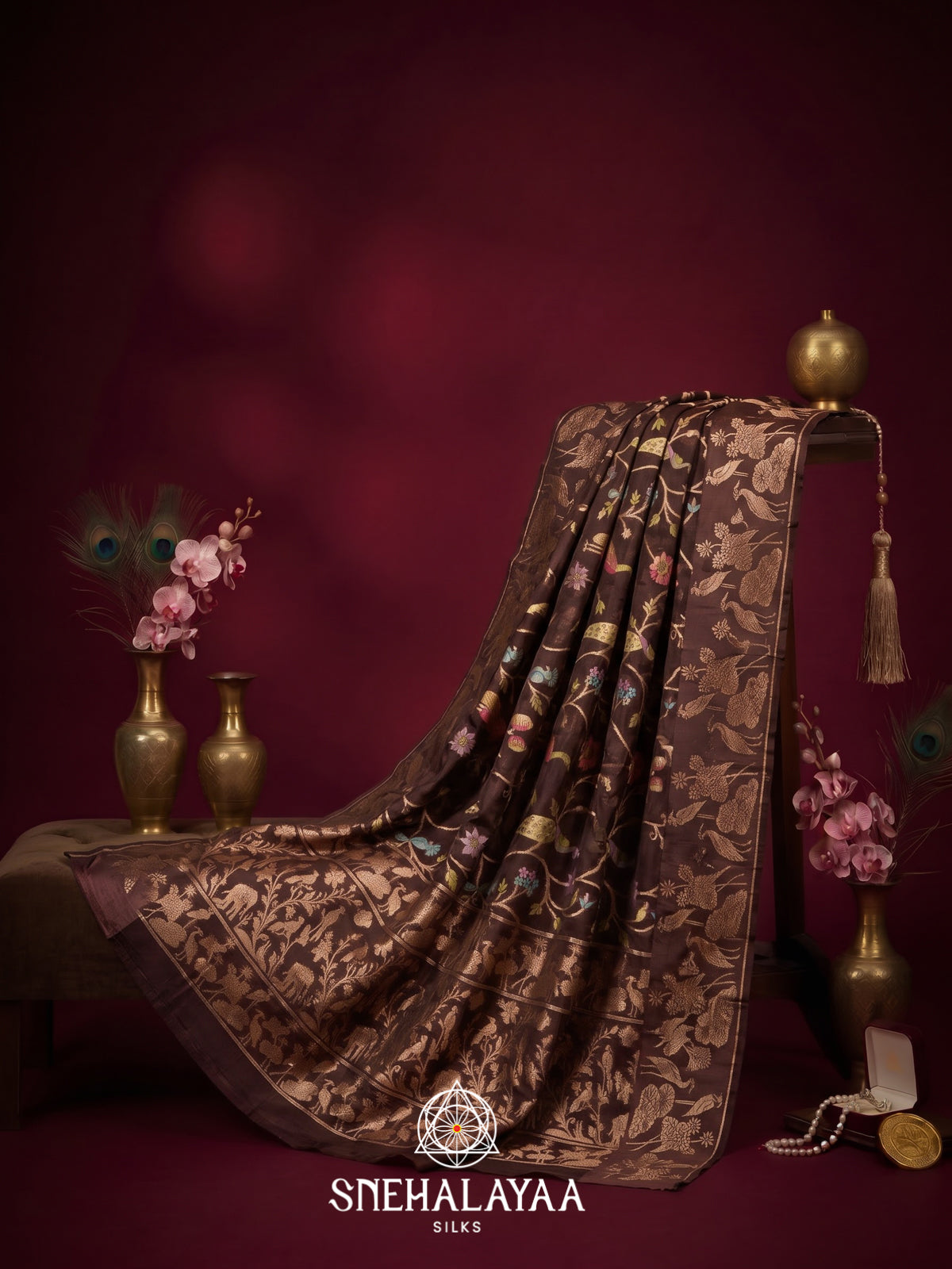 Coffee Brown Kota Saree