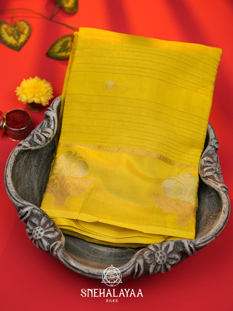 Yellow  Banarasi Saree