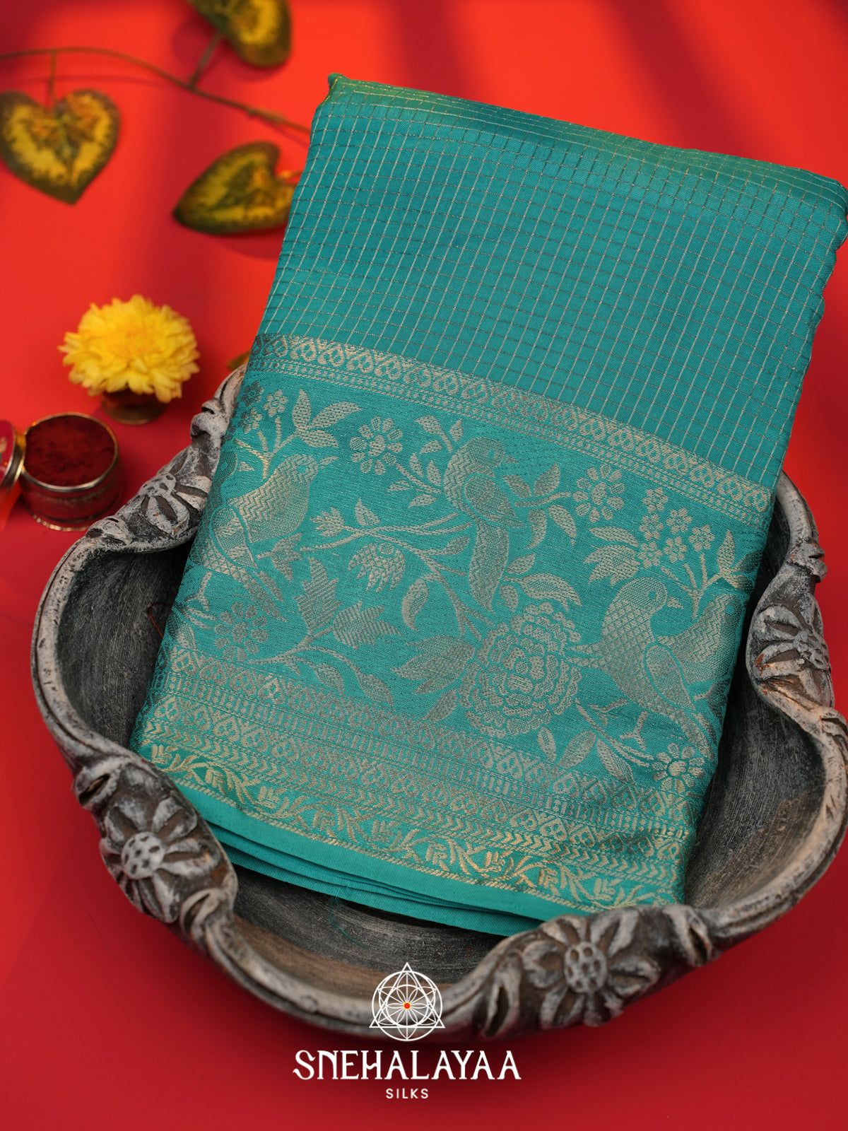 Teal Green  Banarasi Saree