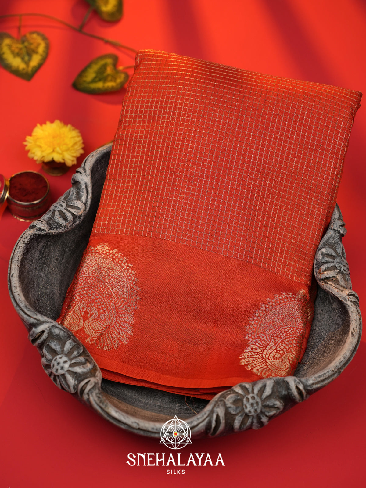 Orange  Banarasi Saree