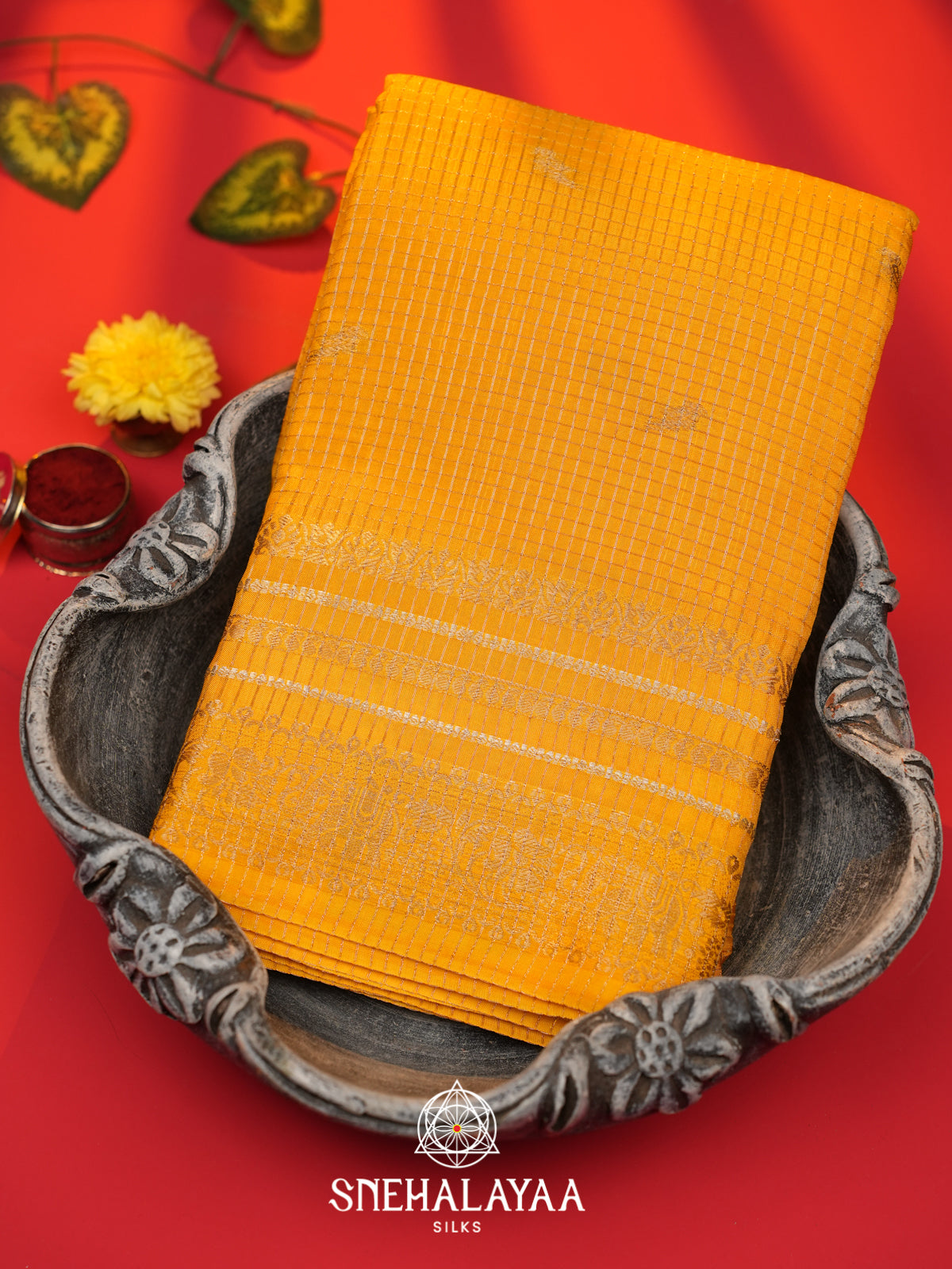 Yellow  Banarasi Saree