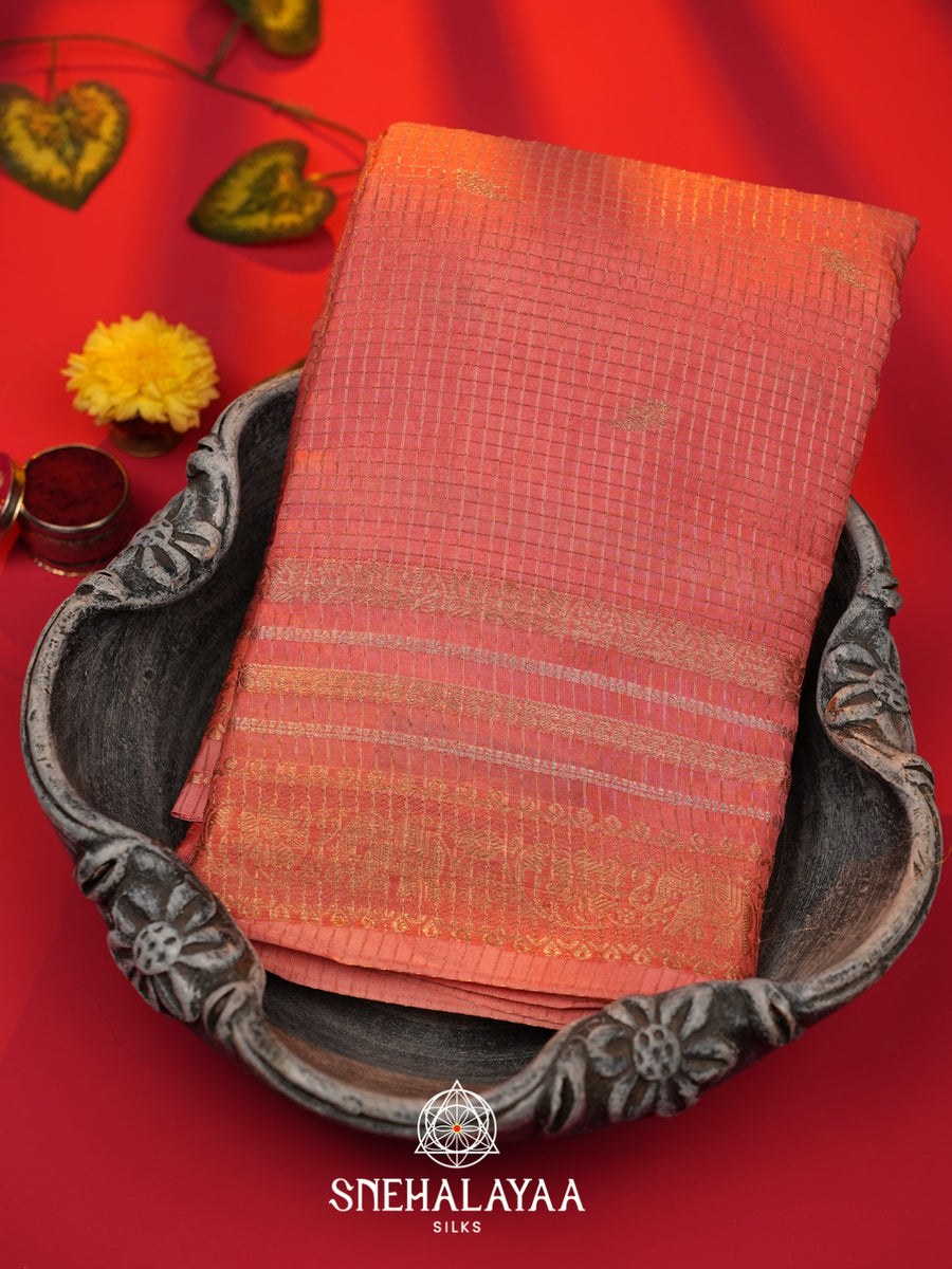 Peach  Banarasi Saree