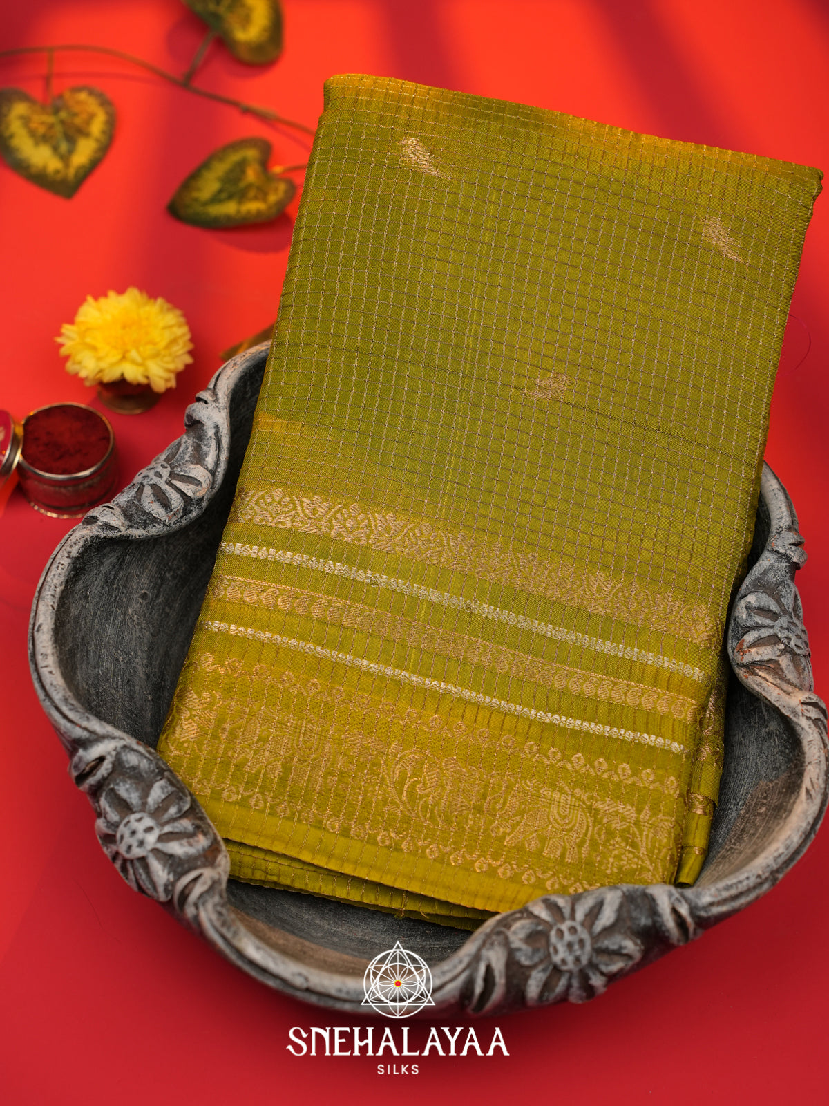 Mehendi Green  Banarasi Saree