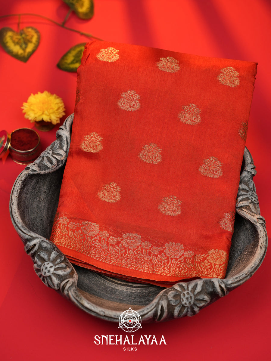 Orange  Banarasi Saree
