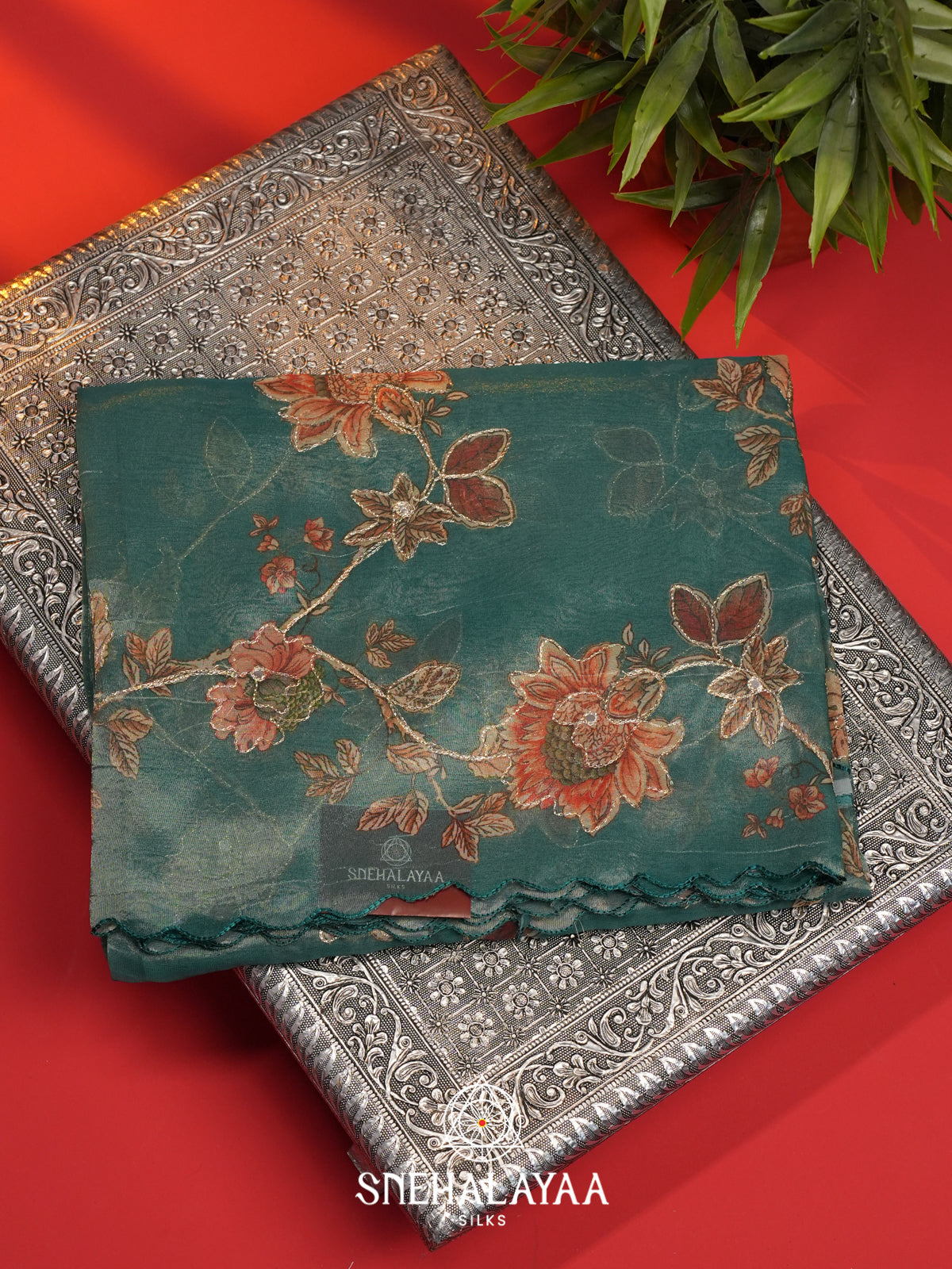 Peacock Blue Tissue Saree