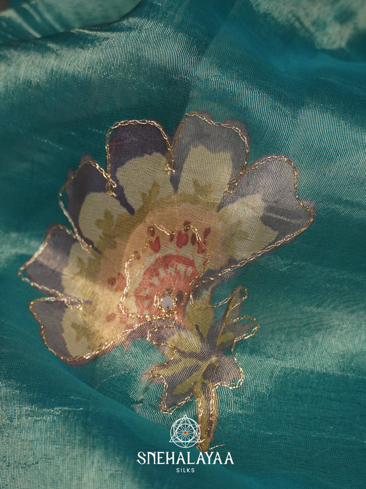 Peacock Blue Tissue Saree
