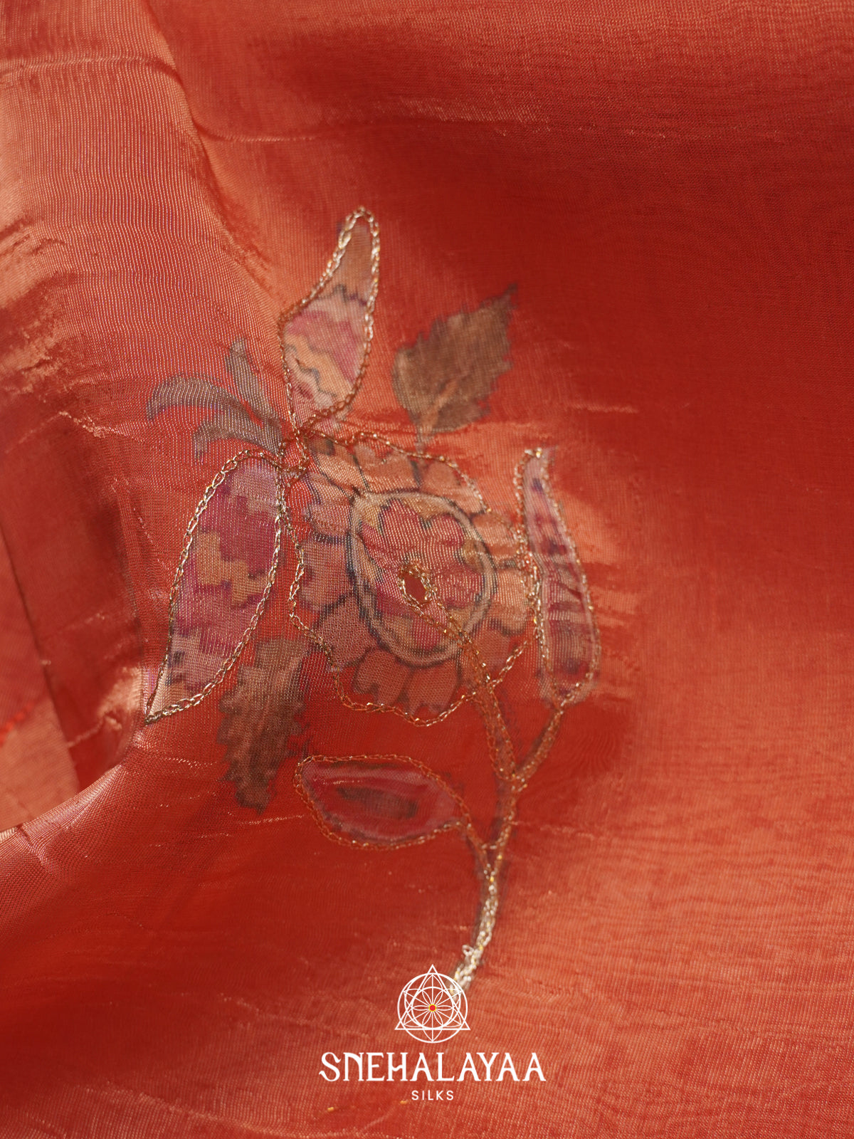 Tomatto Red  Tissue Saree