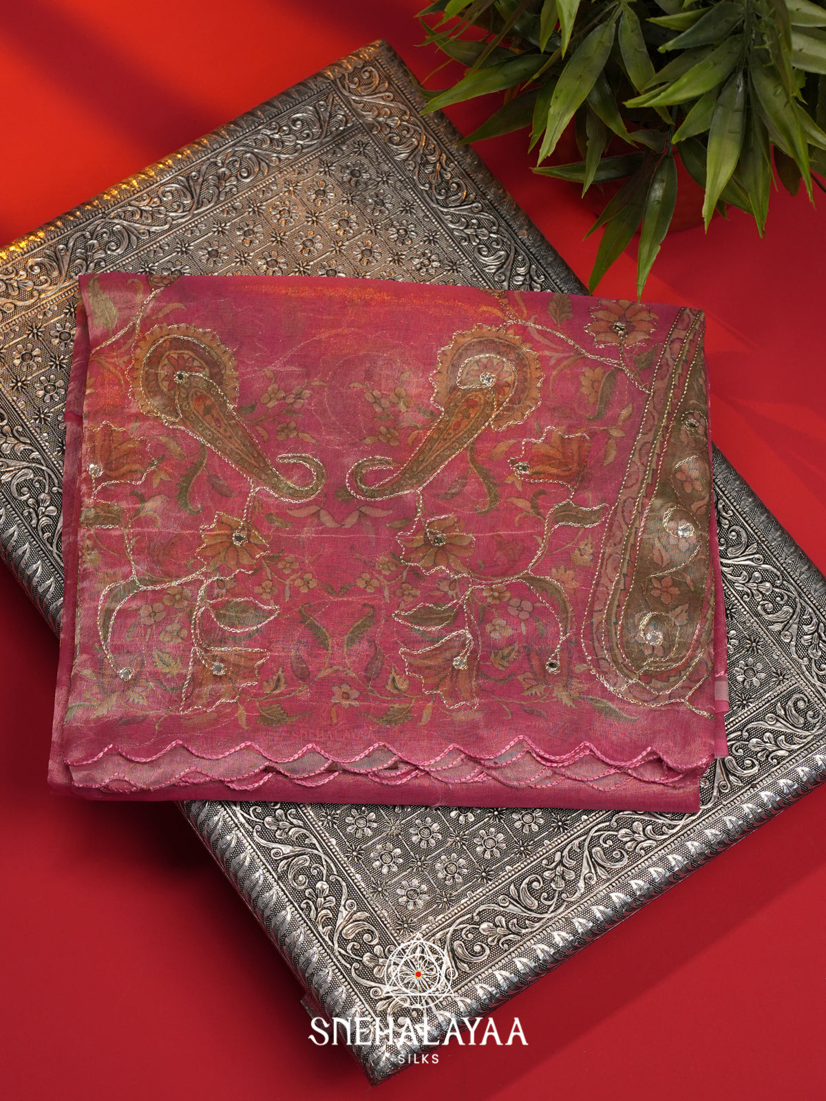Pink Tissue Saree