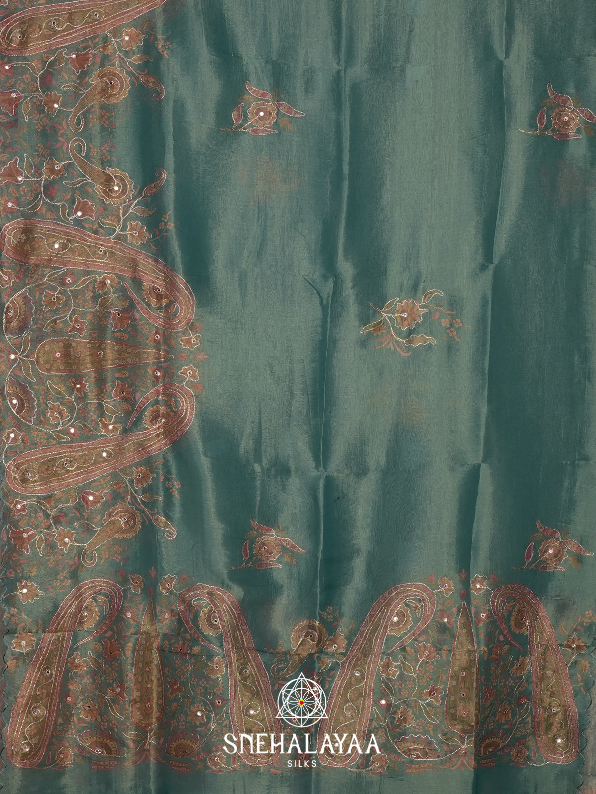 Sea Green Tissue Saree