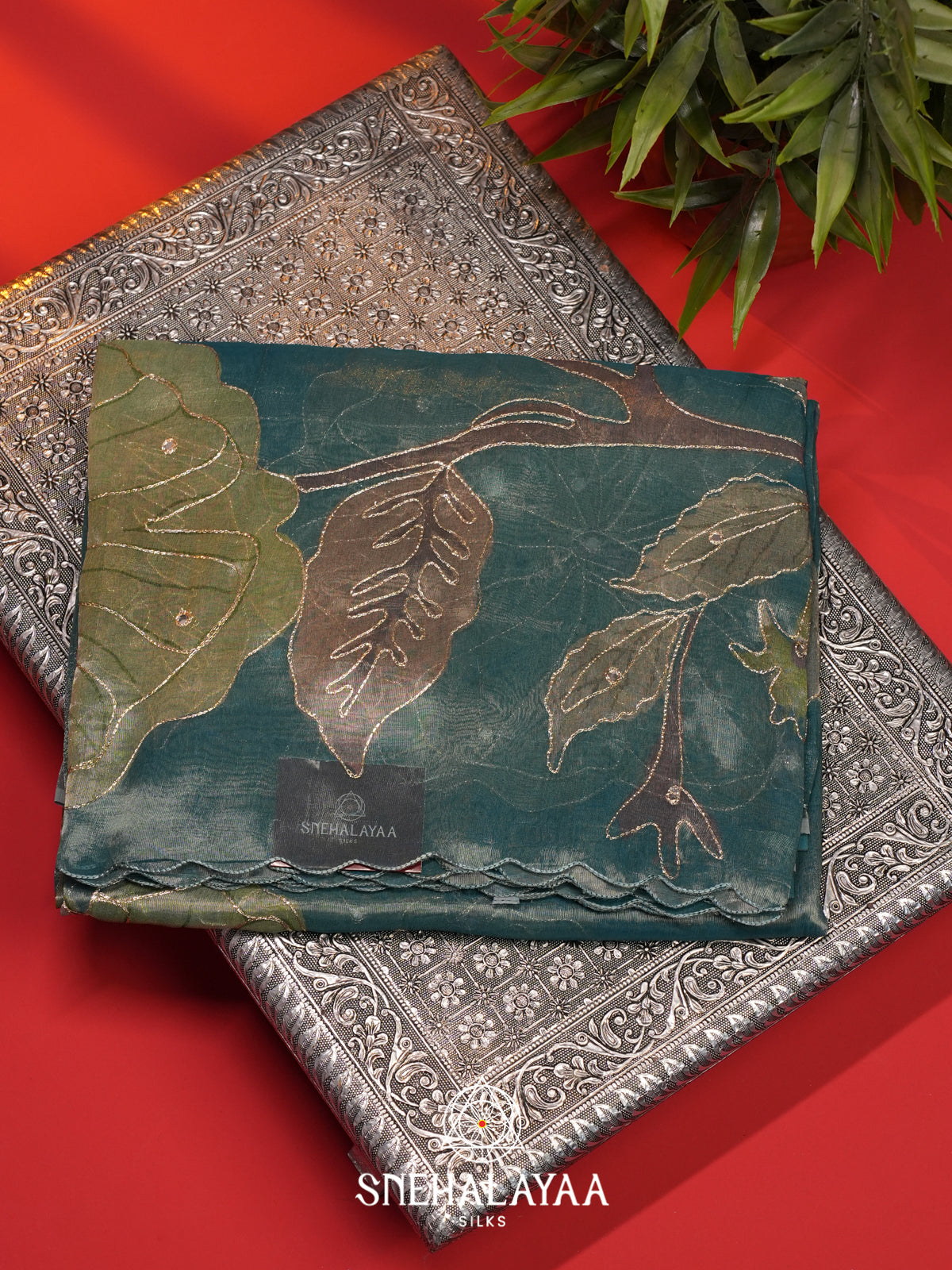Peacock Blue Tissue Saree