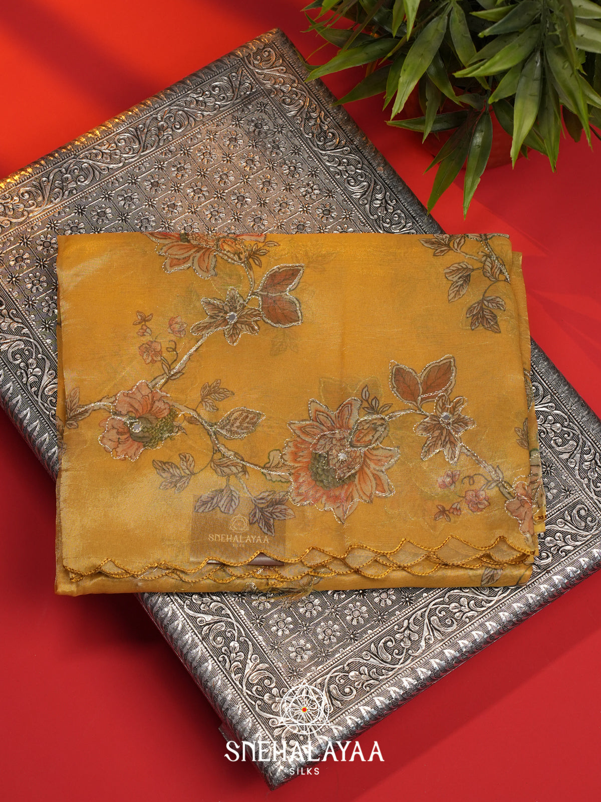 Yellow  Tissue Saree