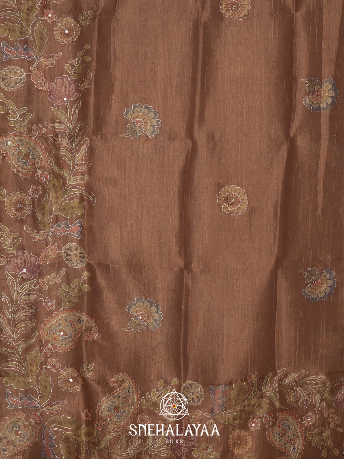Brown Tissue Saree