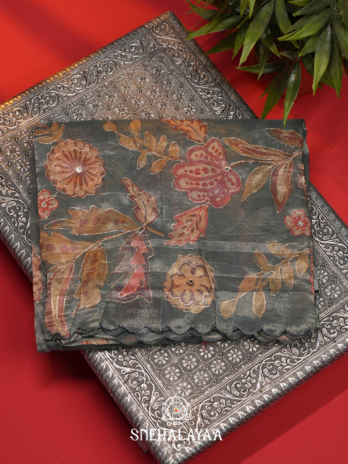 Peacock Blue Tissue Saree