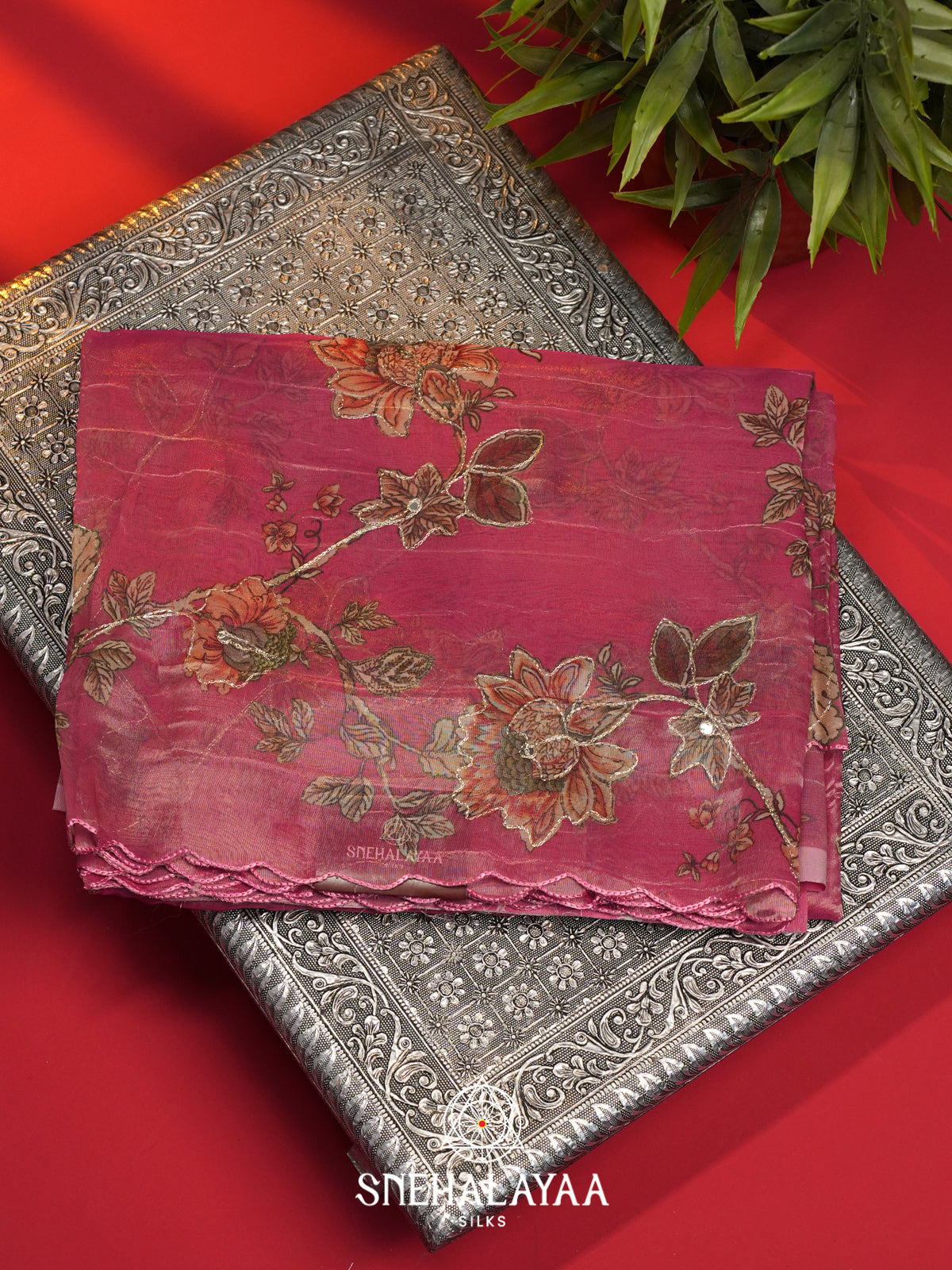 Pink Tissue Saree