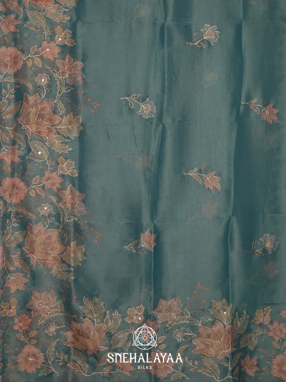 Sea Green Tissue Saree
