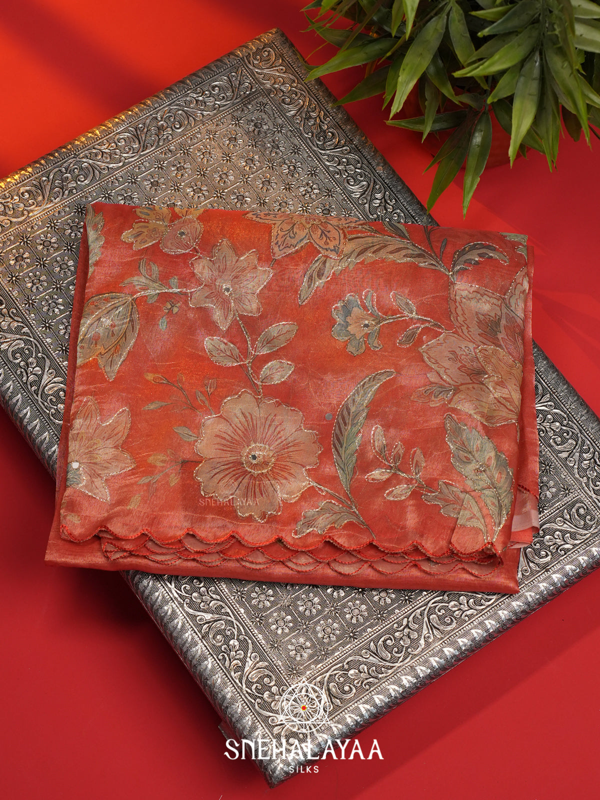 Orange Tissue Saree