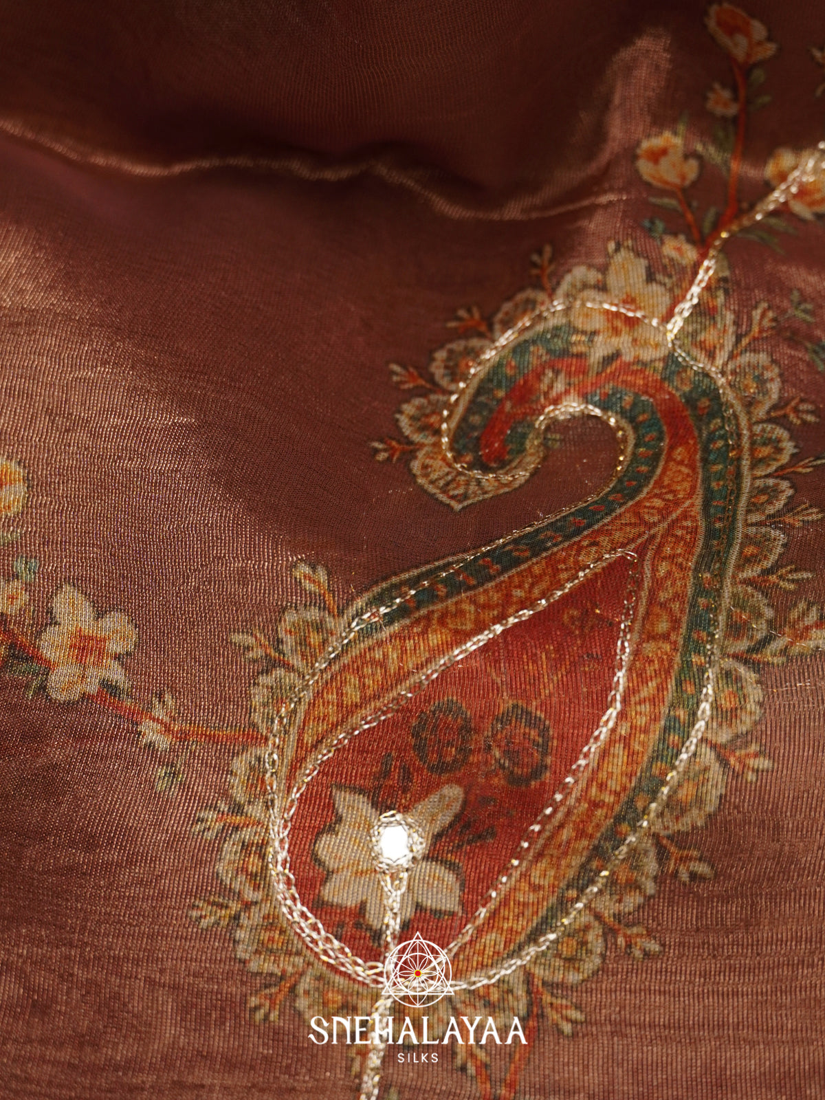 Brown Tissue Saree
