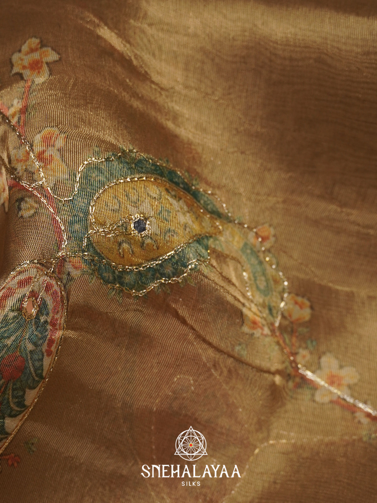 Brown Tissue Saree