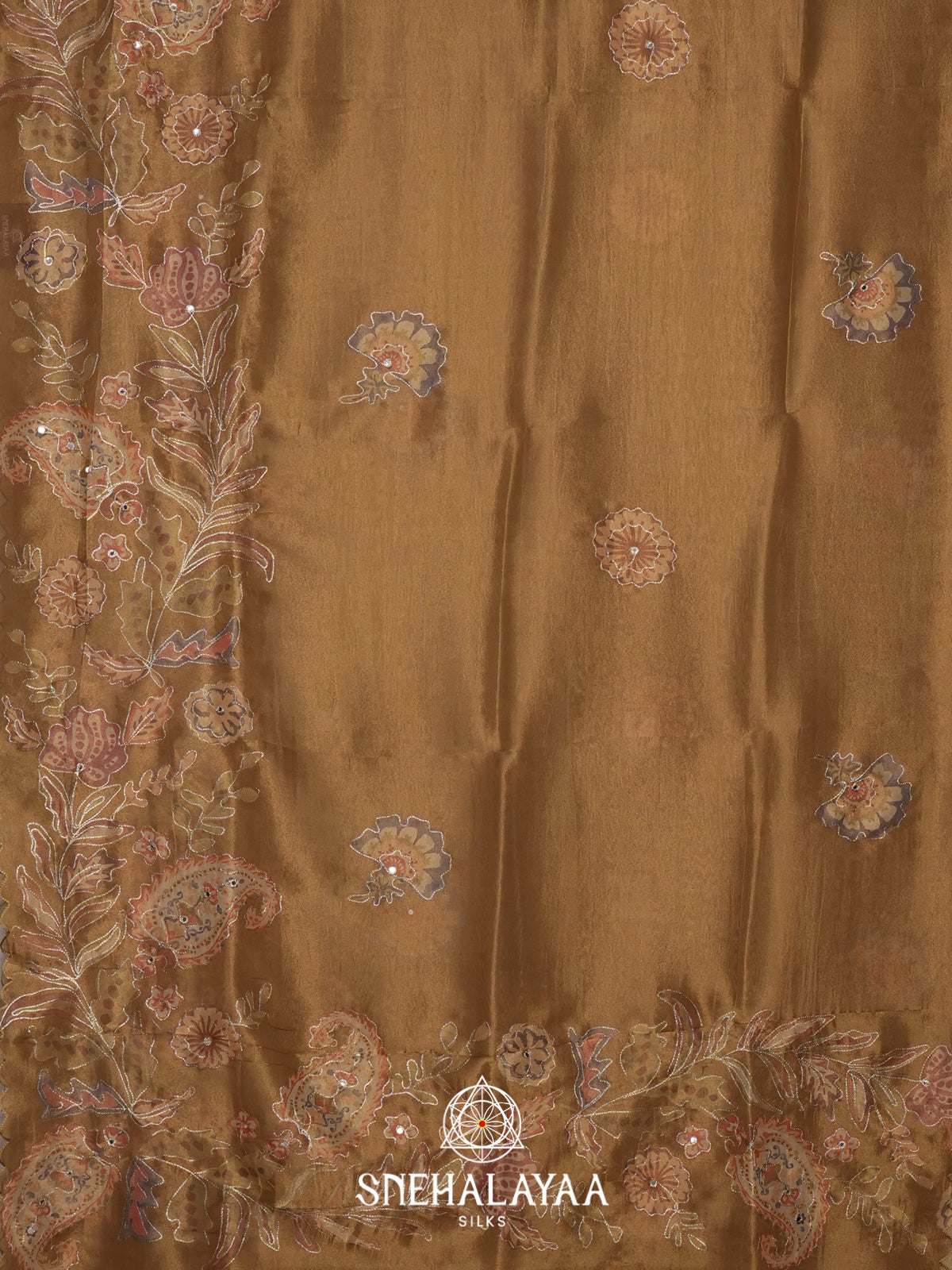 Brown Tissue Saree