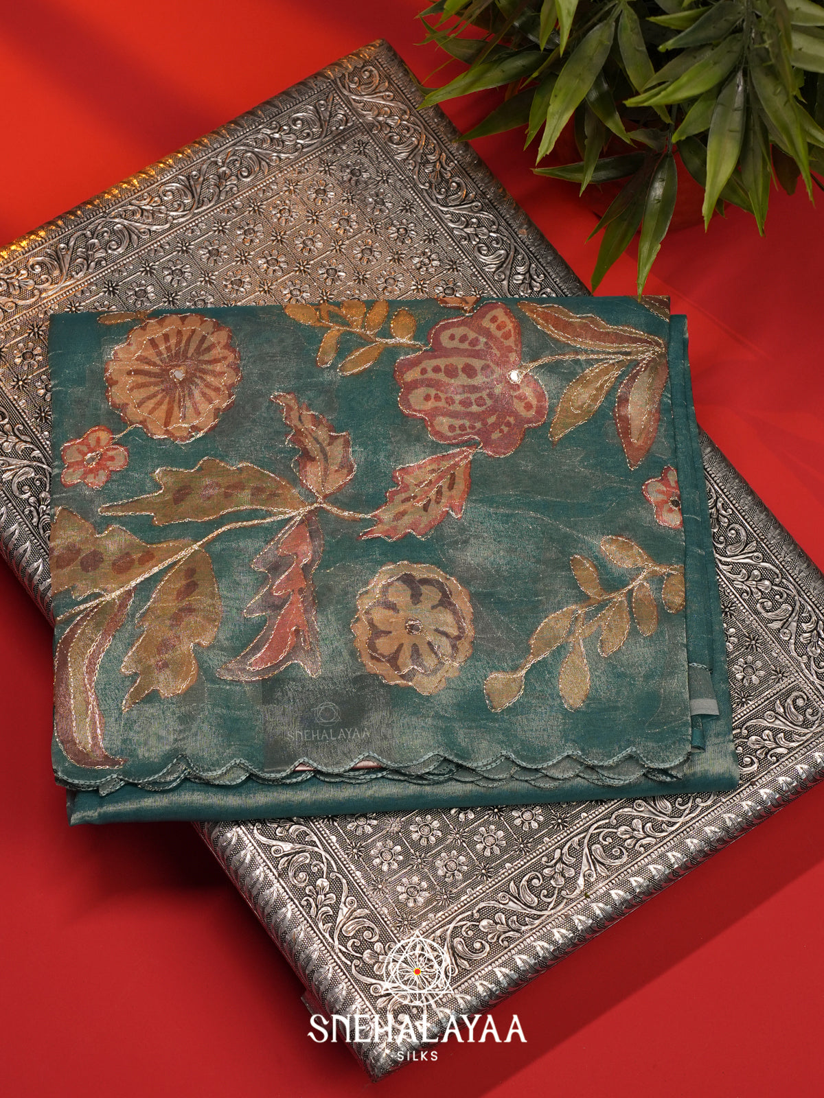 Sea Green Tissue Saree
