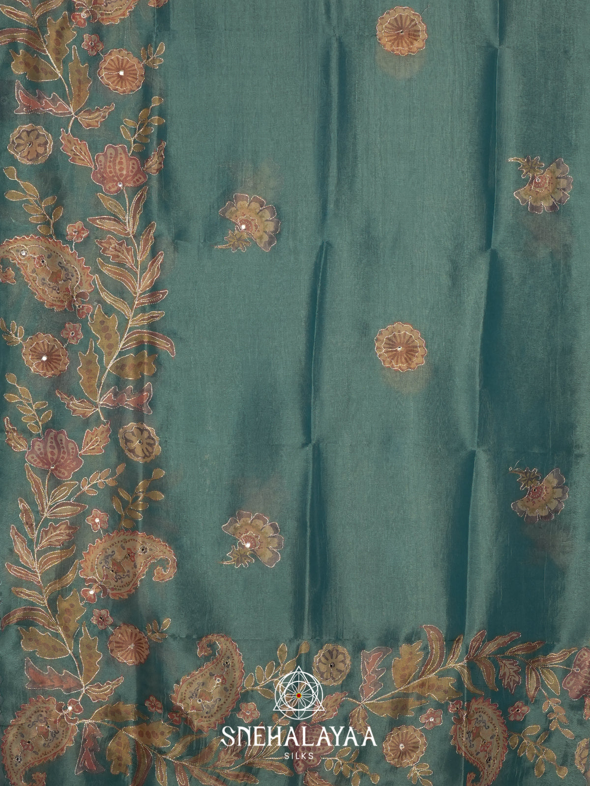 Sea Green Tissue Saree