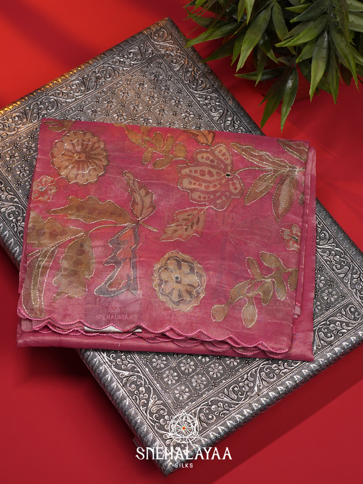Pink Tissue Saree