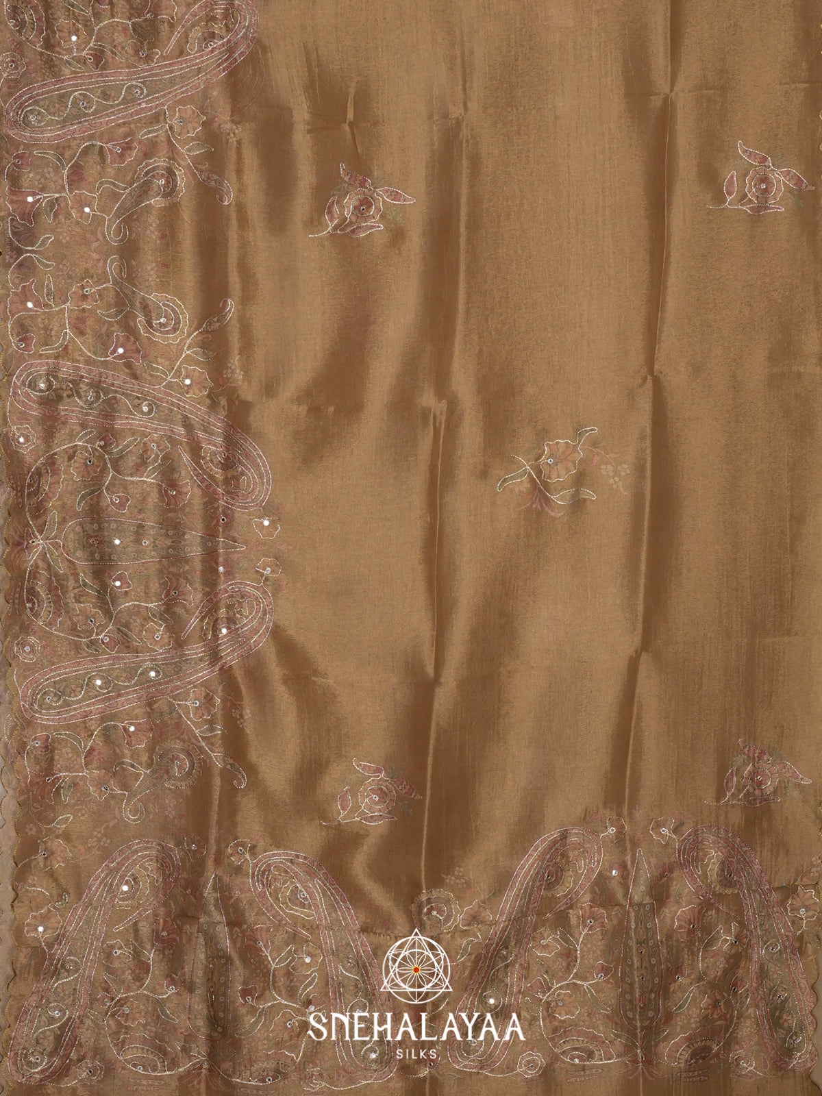 Brown Tissue Saree