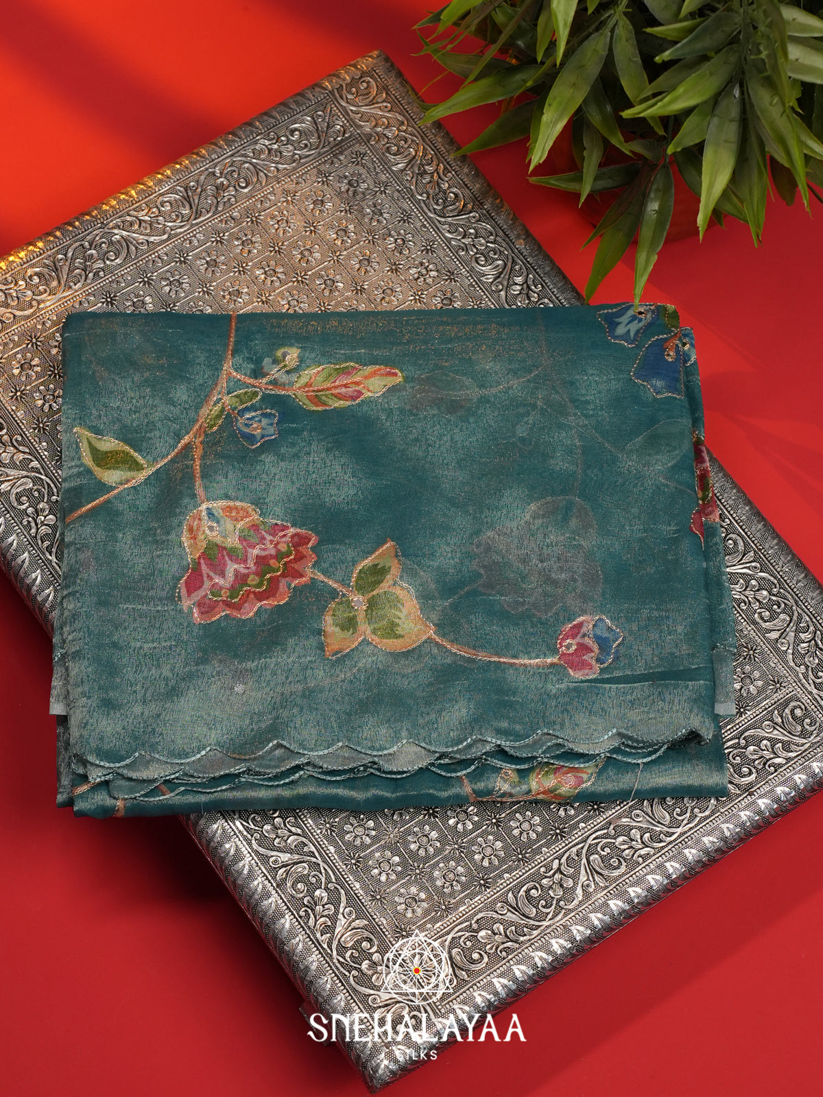 Sea Green Tissue Saree