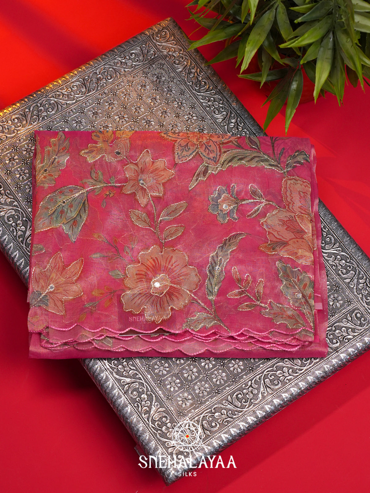 Pink Tissue Saree