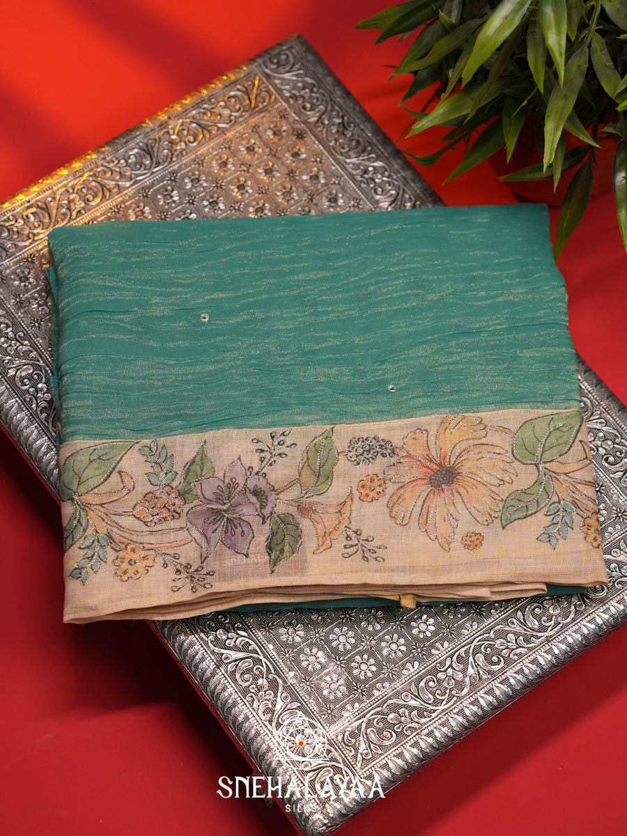 Seaform Green  Tissue Saree