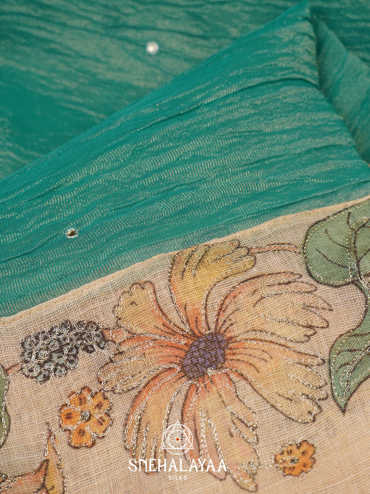Seaform Green  Tissue Saree