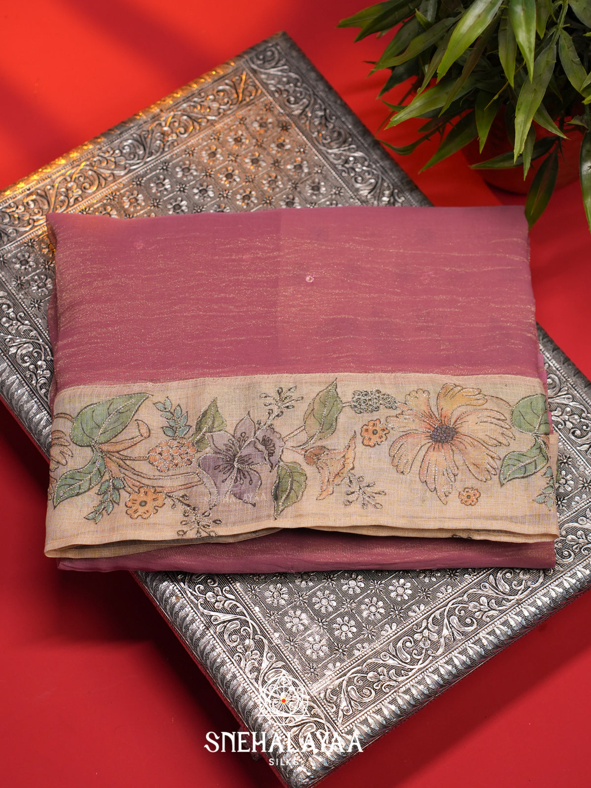 Pink  Tissue Saree
