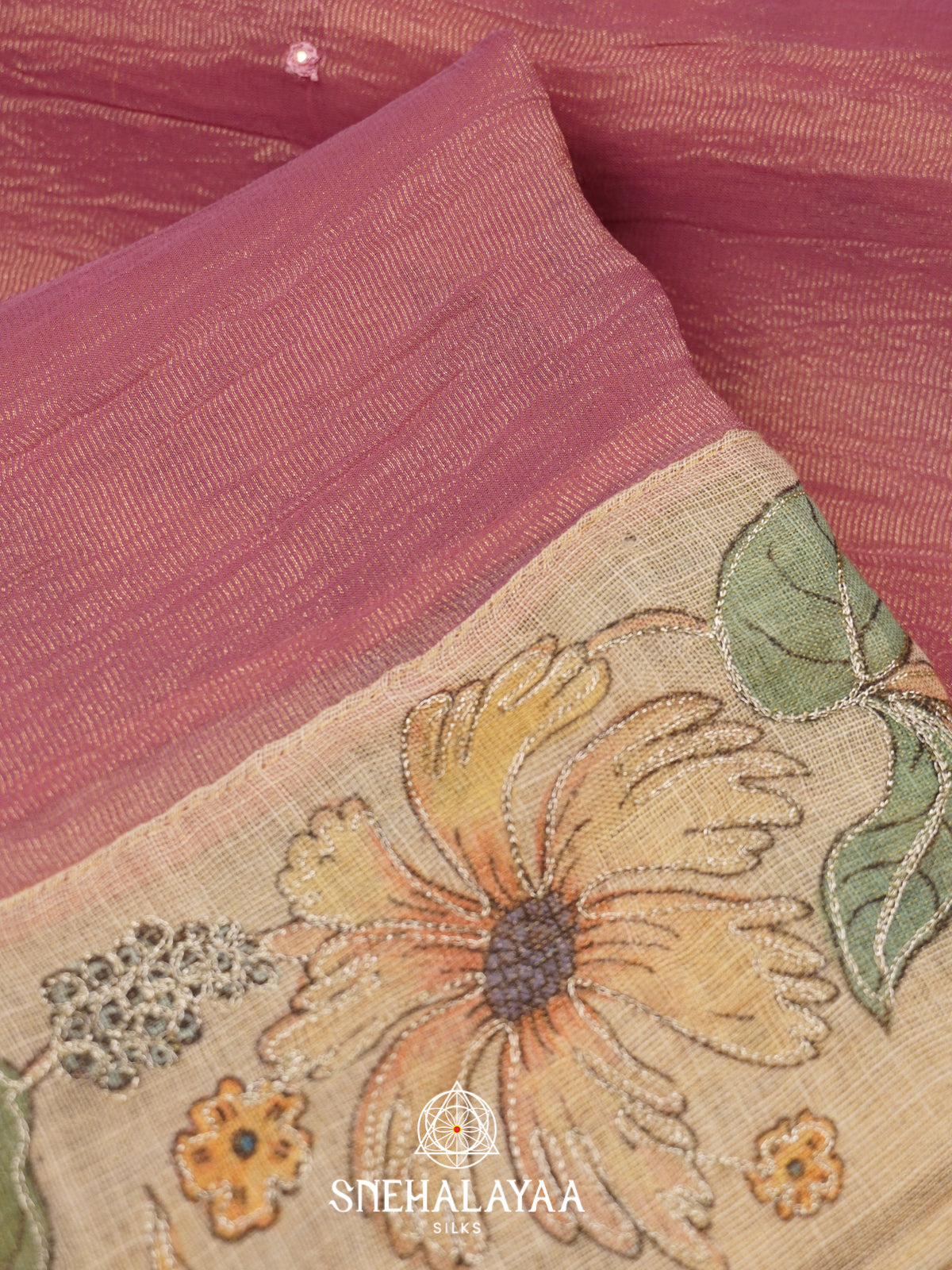 Pink  Tissue Saree